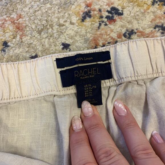 Rachel Roy 100% Linen Cream Cargo Casual Utility Resort Pants Size XL - Picture 3 of 8